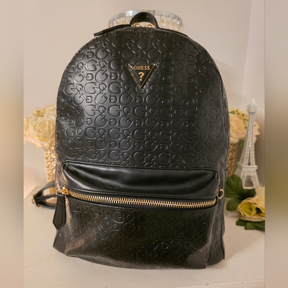 GUESS Black Embossed Backpack